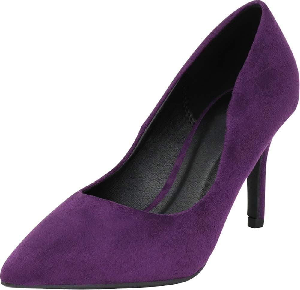 Cambridge Select Women's Classic Pointed Toe Stiletto Mid Heel Pump,7 B(M) US,Deep Purple IMSU