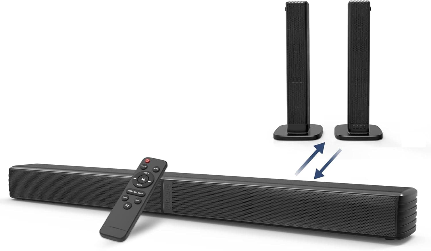 Bluetooth Sound Bars for TV with Dual Subwoofer, 2023 Upgrade 2.2CH Home Theater Audio Detachable Sound Speaker System&10 DSP, HDMI/Optical/Aux/USB Soundbar, 2 in 1 Surround & Wall Mountable 32 Inch