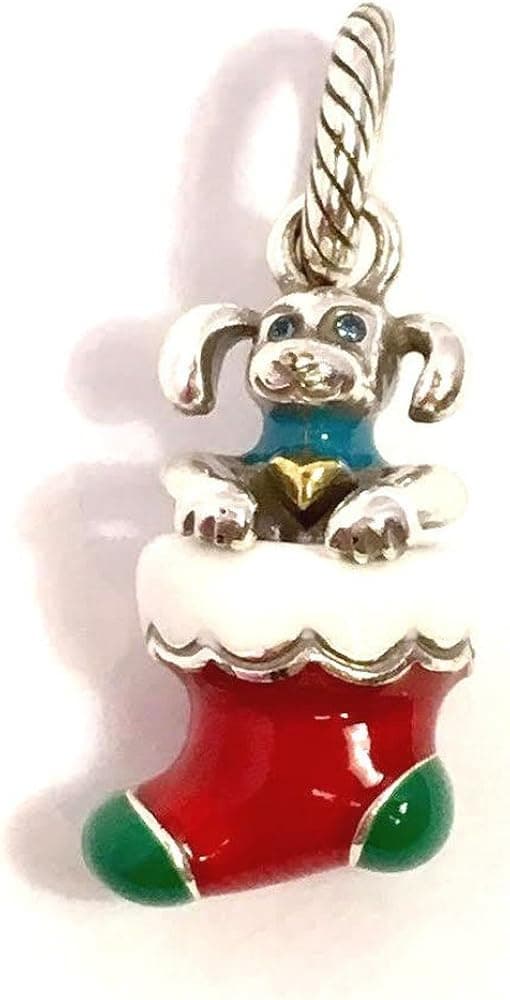 Brighton Christmas Puppy Charm, J99782, Silver & Enamel