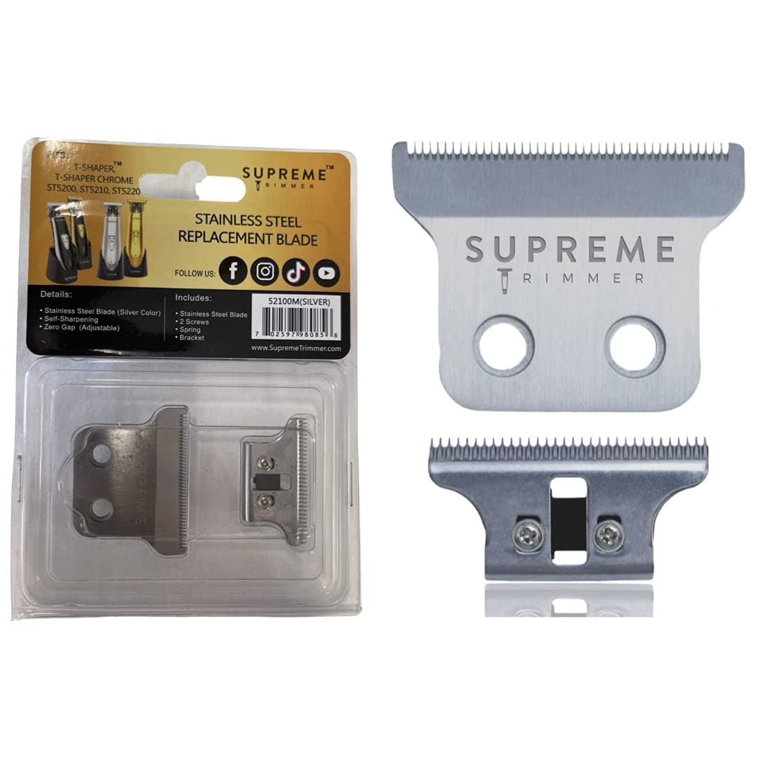 SUPREME TRIMMER 52100M Professional Adjustable Replacement Blade Set for ST5200, ST5210, ST5220, T-Shaper Silver