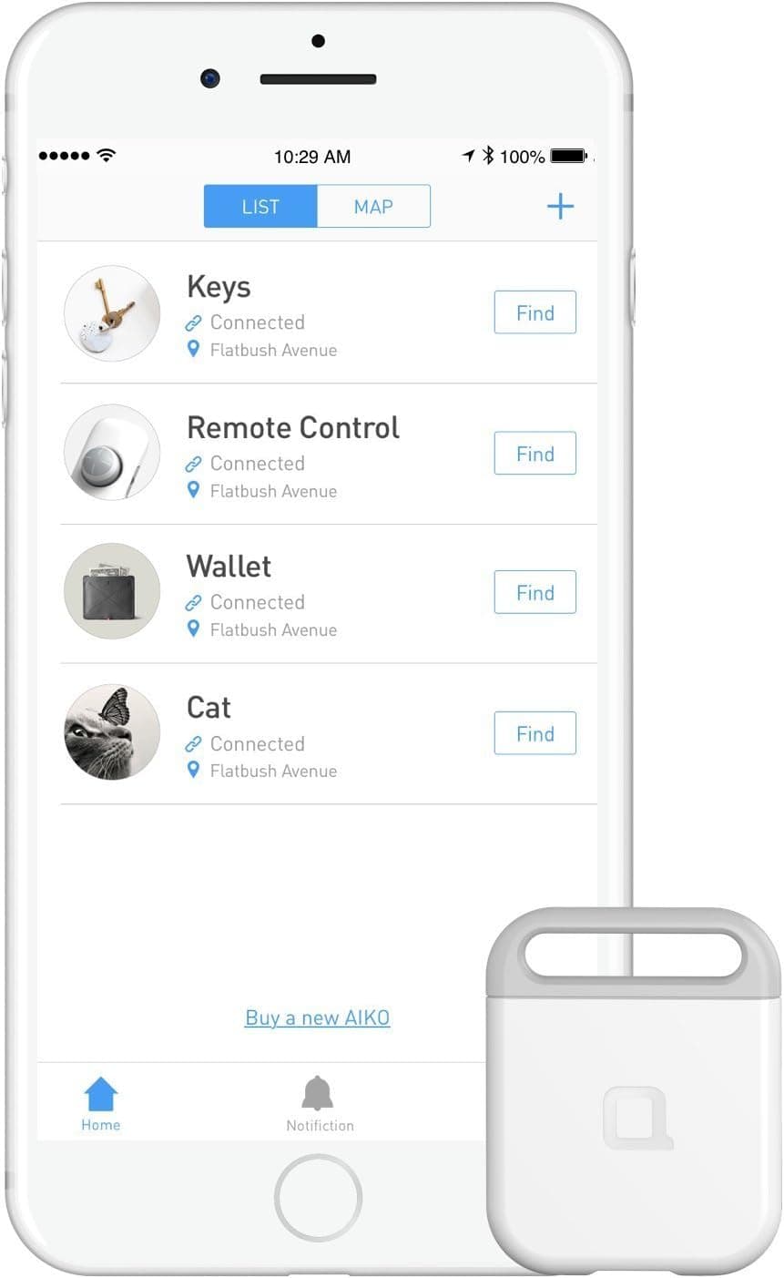 nonda Aiko Finder, Easy to Use iOS App, Rechargeable and Longer Battery Life. Bluetooth Key Finder, Phone Finder, Wallet Finder, Louder Beep, Smart Bluetooth Tracker for Pet/Car/Luggage