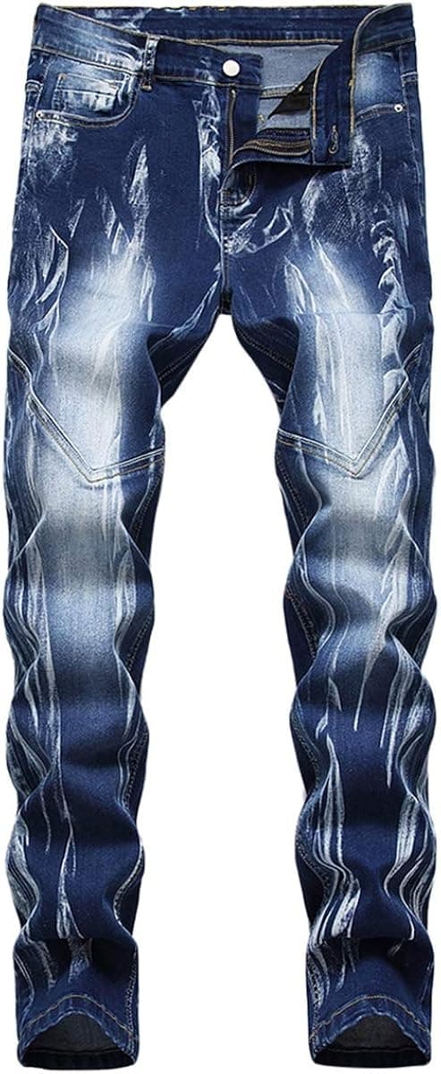 Men's Vintage Stretch Skinny Moto Biker Jeans Comfy Fashion Denim Pants