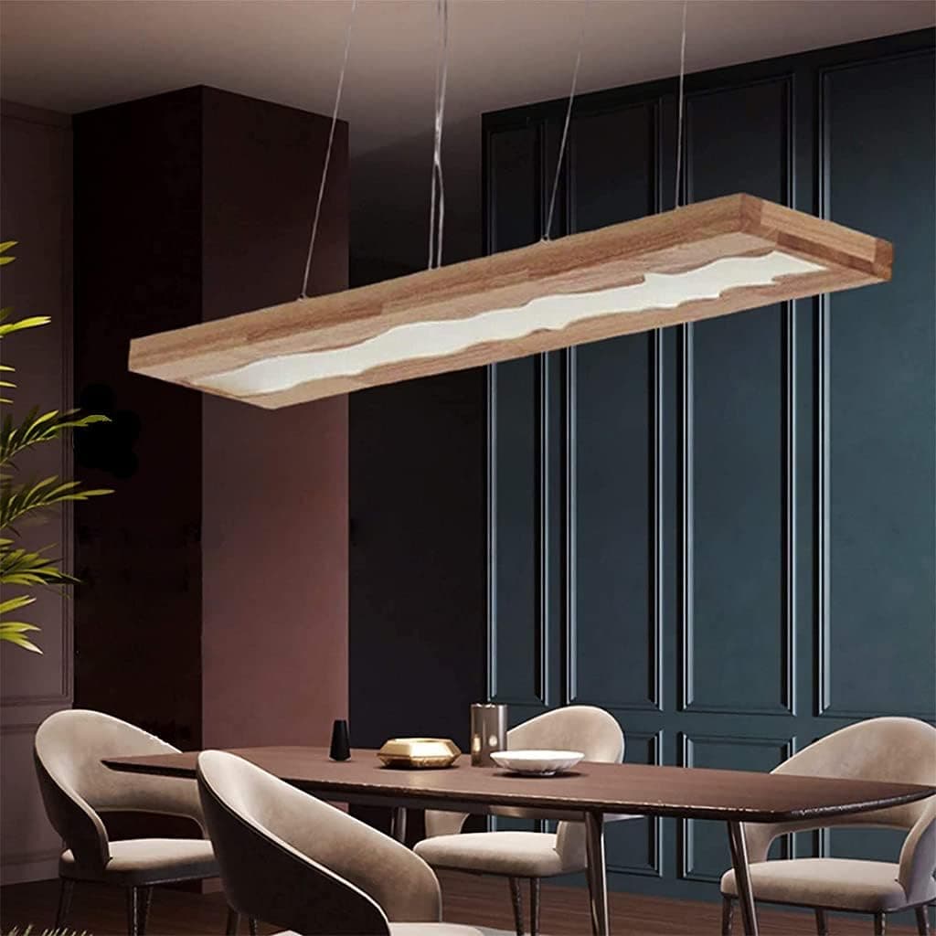 Modern Design Lamp Ceiling Light LED Linear Pendant Hanging Chandelier Made of Wood Light Dimmable Height Adjustable Dining Living Room Led Lights for Bedroom Decorative Lighting Indoor Ceiling Light