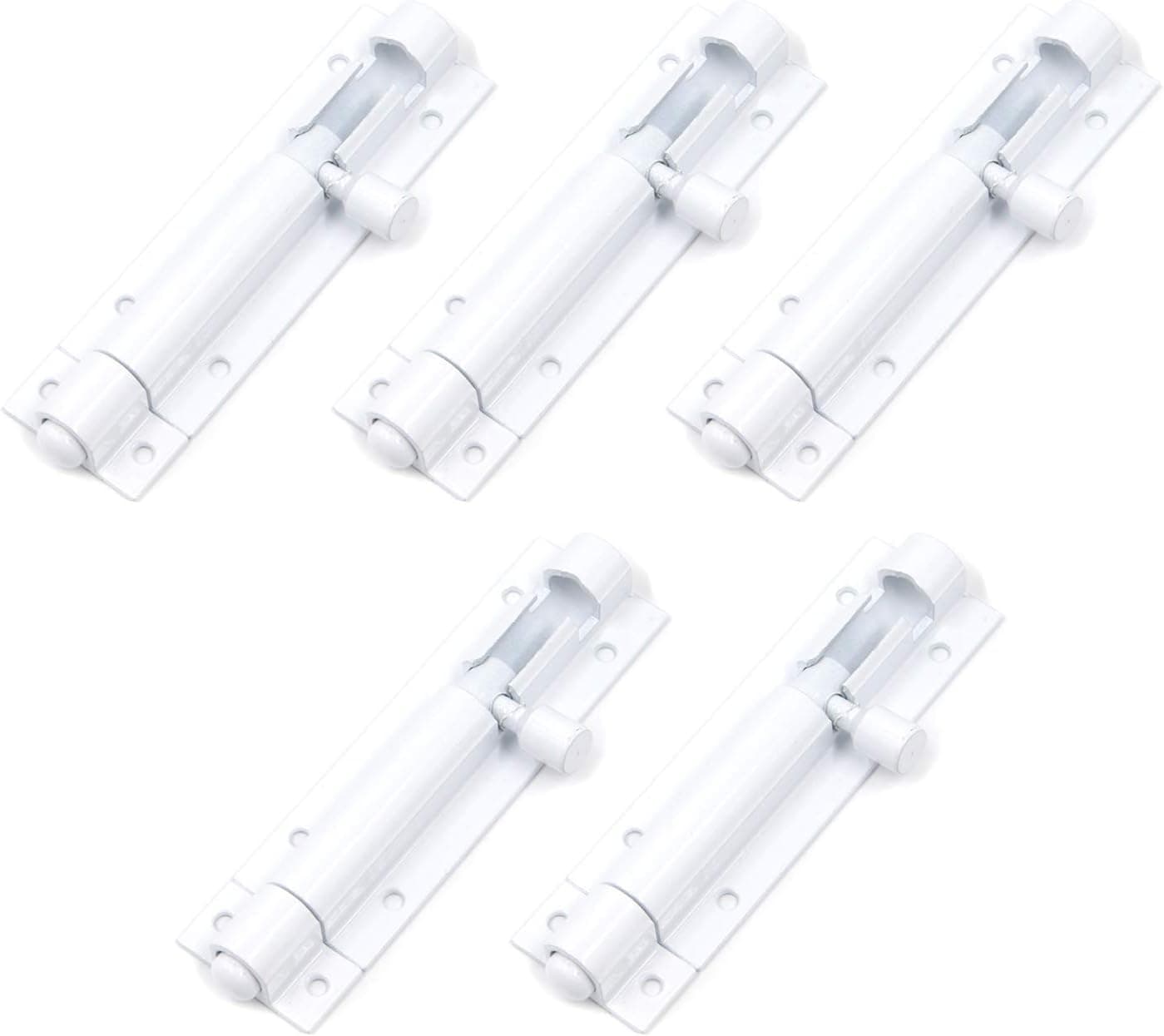 T Tulead 2.95-Inch Door Lock Latch Slide Bolt Latch White Decorative Cabinet Latches Security Sliding Barrel Bolt 8mm Dia Pack of 5