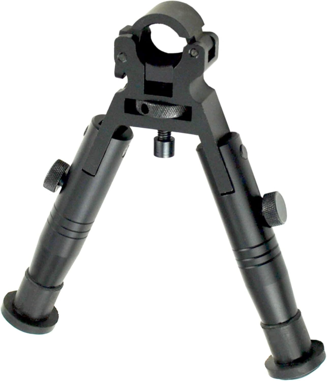 Sniper Tactical High Profile Folding Barrel Clamp; Fixed Height Aluminum Bipod; Black