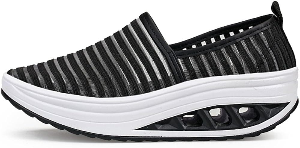 Zicoope Women's Athletic Casual Slip-On Toning Sneaker Walking Shoe Black(S) 7M