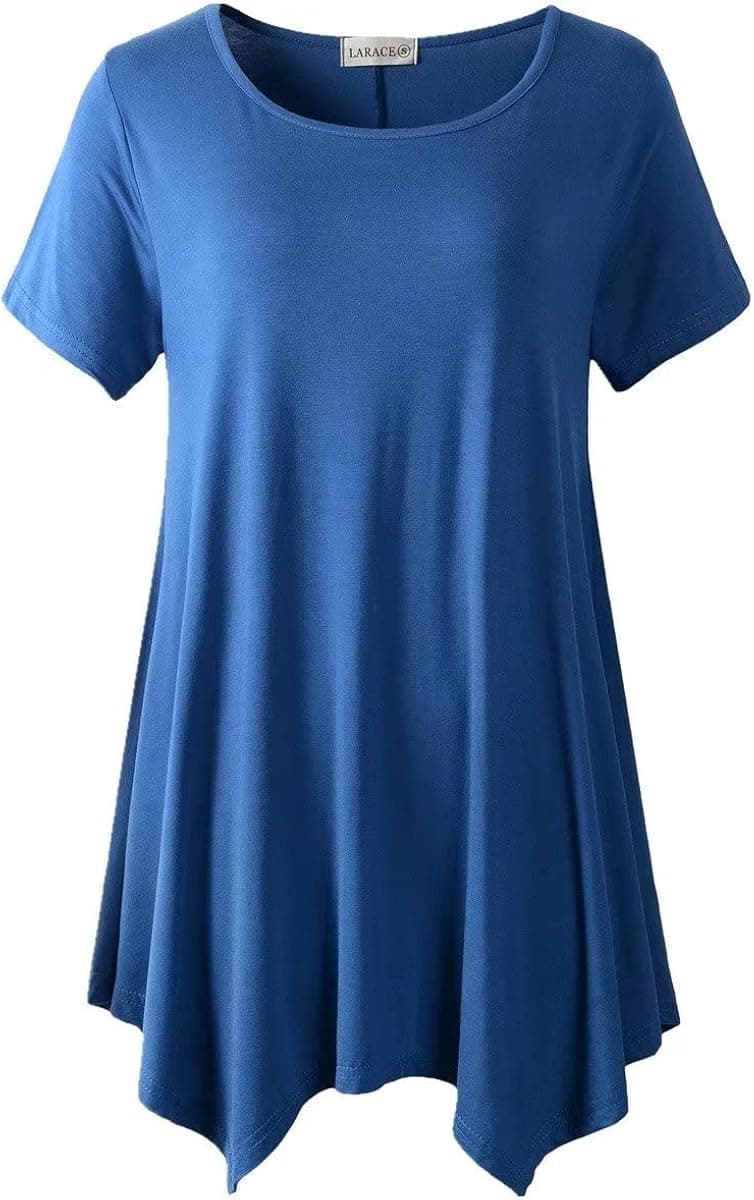 LARACE Short Sleeve Shirts for Womens Plus Size Tops Casual Summer Clothes Asymmetrical Tunic Blouses