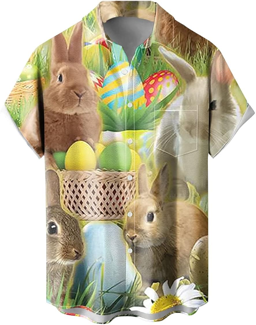 QIVICIMA Mens Halloween Christmas Shirts Funky Button Down Shirts Party Aloha Shirts Santa Print Hawaiian Shirt Tops