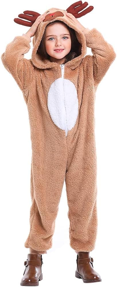 Seasons Christmas Costume Reindeer Child Pajamas Costume Unisex Deer Animal Onesie Party Jumpsuit