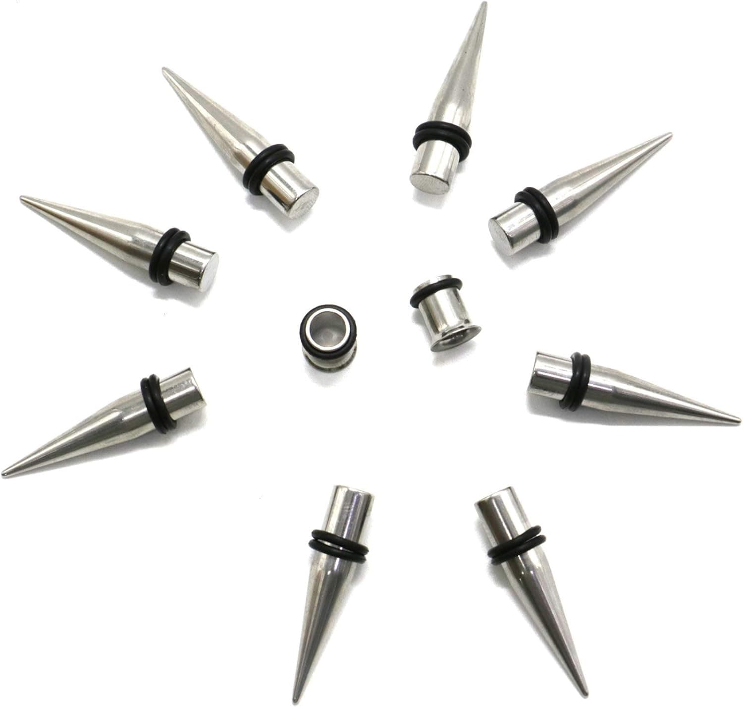 AQUEENLY 1g Taper and Plugs 4 Piece Stainless Steel Ear Stretching Kit (1 Gauge-7mm)