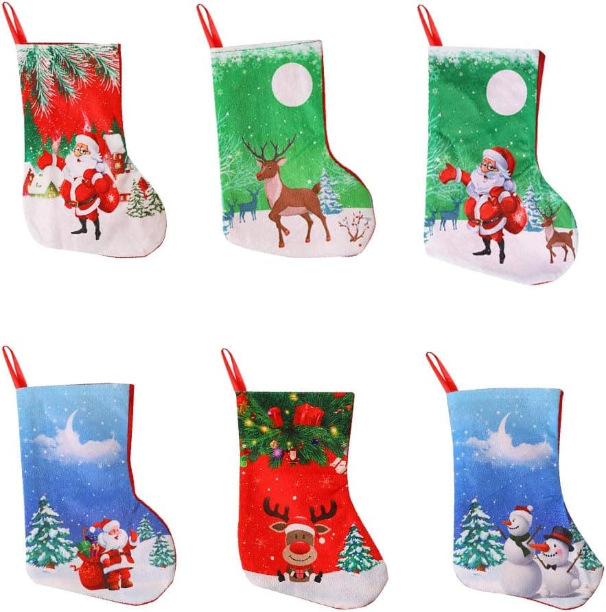 Toyvian 12Pcs Christmas Stocking Small Size Decorative Socks Christmas Tree Hanging Socks for Holiday Party Christmas Decorations Set