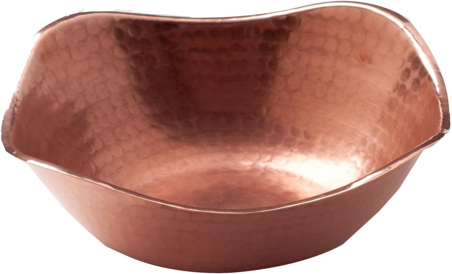Sertodo Copper Flat Earth Bowl, 7 inches square by 2 inches deep, Pure Copper, Heavy Gauge, Hand Hammered