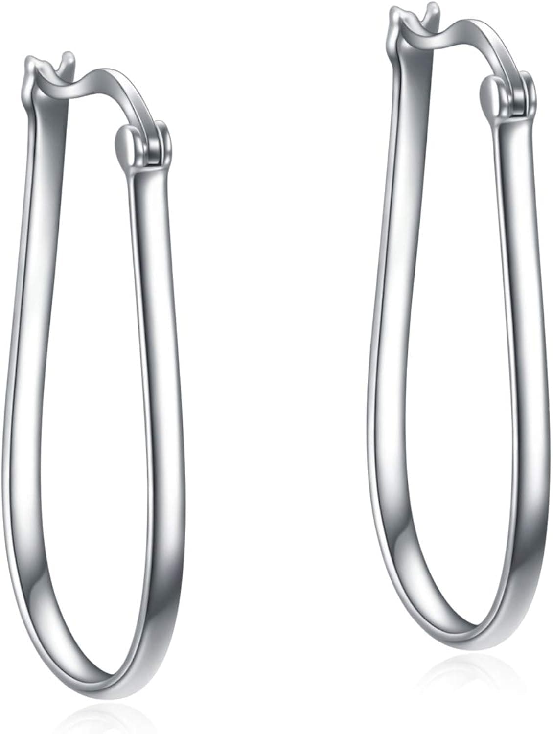 Teardrop Hoop Earrings Sterling Silver Statement Geometric Hoops Earrings for Women Girls