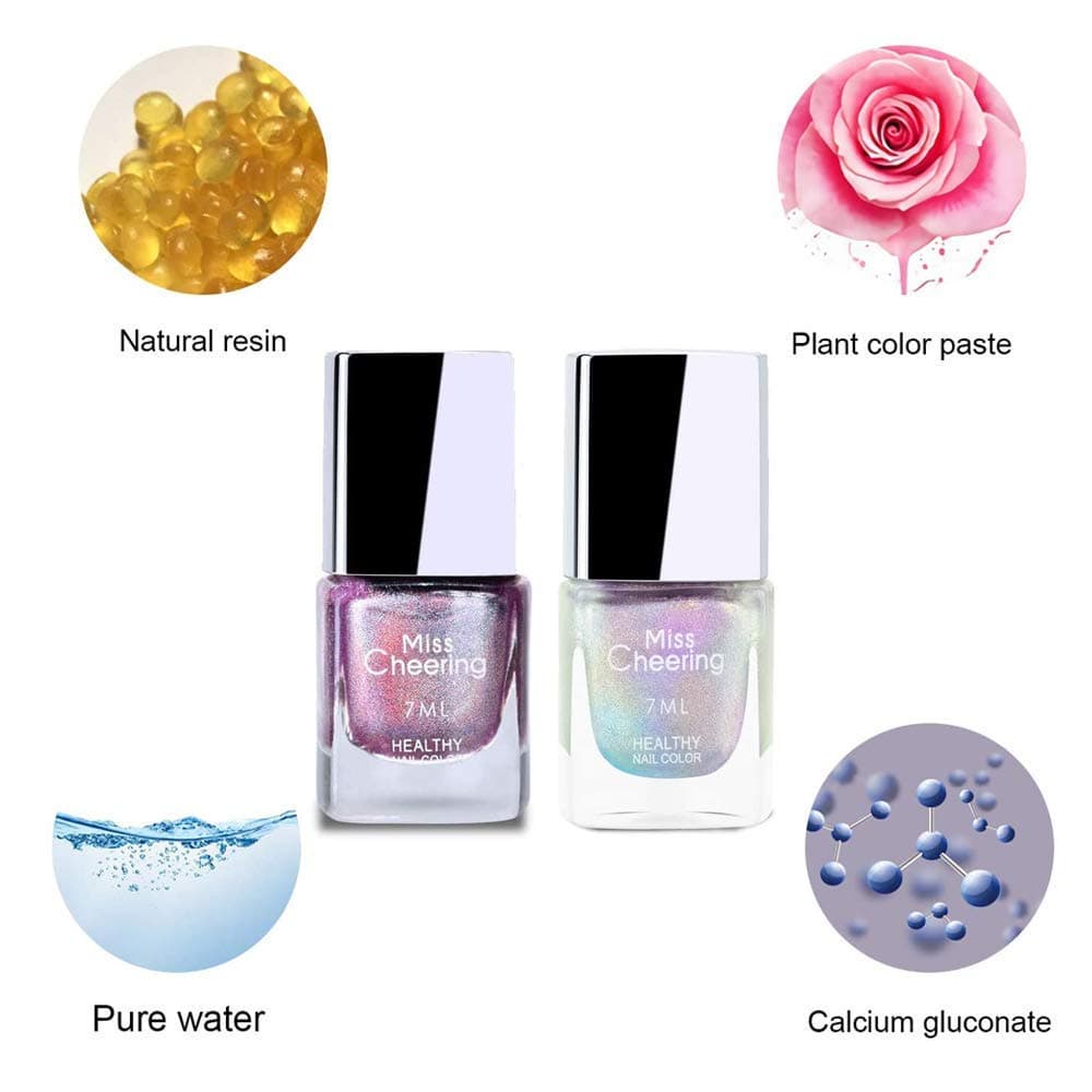 2 PACK Holographic Nail Polish,2021 Irridescent Nail Polish Gorgeous Glossy,Holographic Halo Glitter Polish Nail Art Nail Pigment Diamond Laser Nail Polish,Nail Polish Teen …