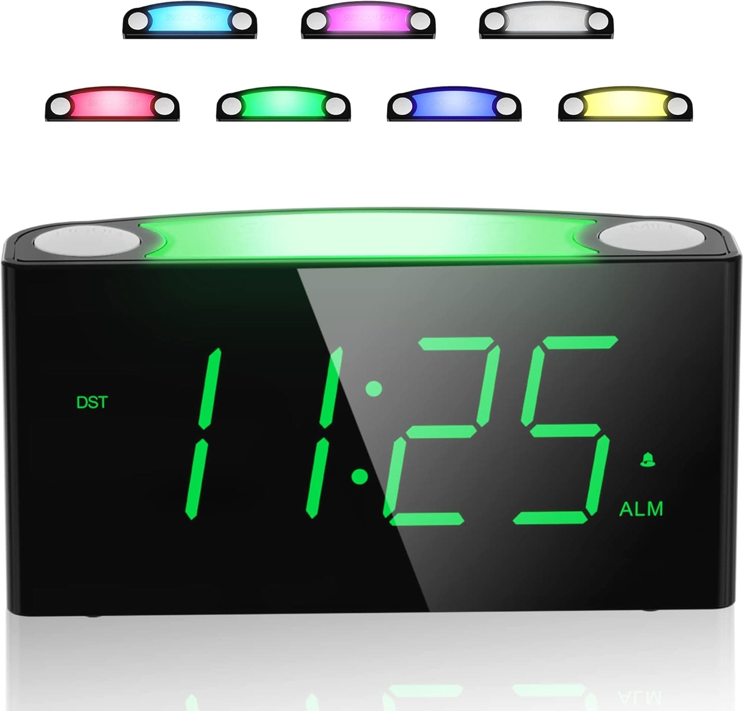 Alarm Clock for Kids,Teens,Bedroom - 7 Color Night Light,7.5" Big Green Display & 0-100% Fully Dimmable,2 USB Charger,12/24H,Battery Backup,Simple Digital Corded Clock for Senior Teenage Adult Elderly