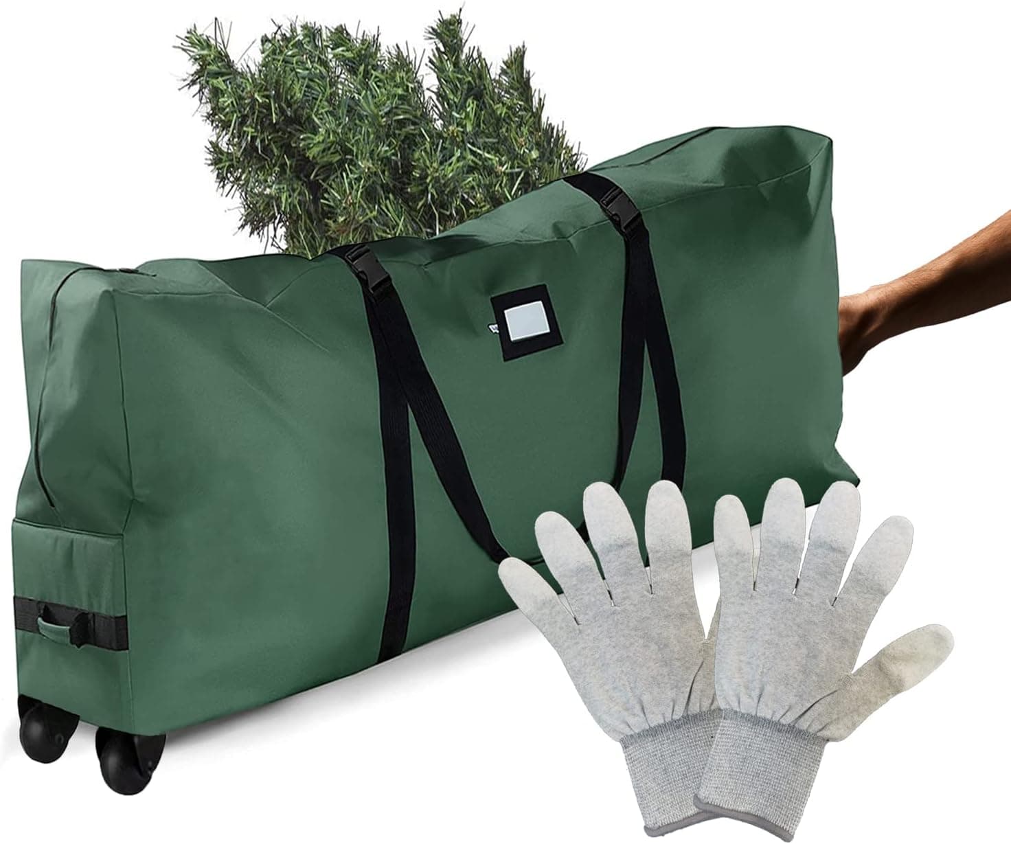 Rolling Large Christmas Tree Storage Bag - Fits Up to 9 ft. Artificial Disassembled Trees, Wheels & Durable Handles for Easy Carrying and Transport - 600D Durable Fabric