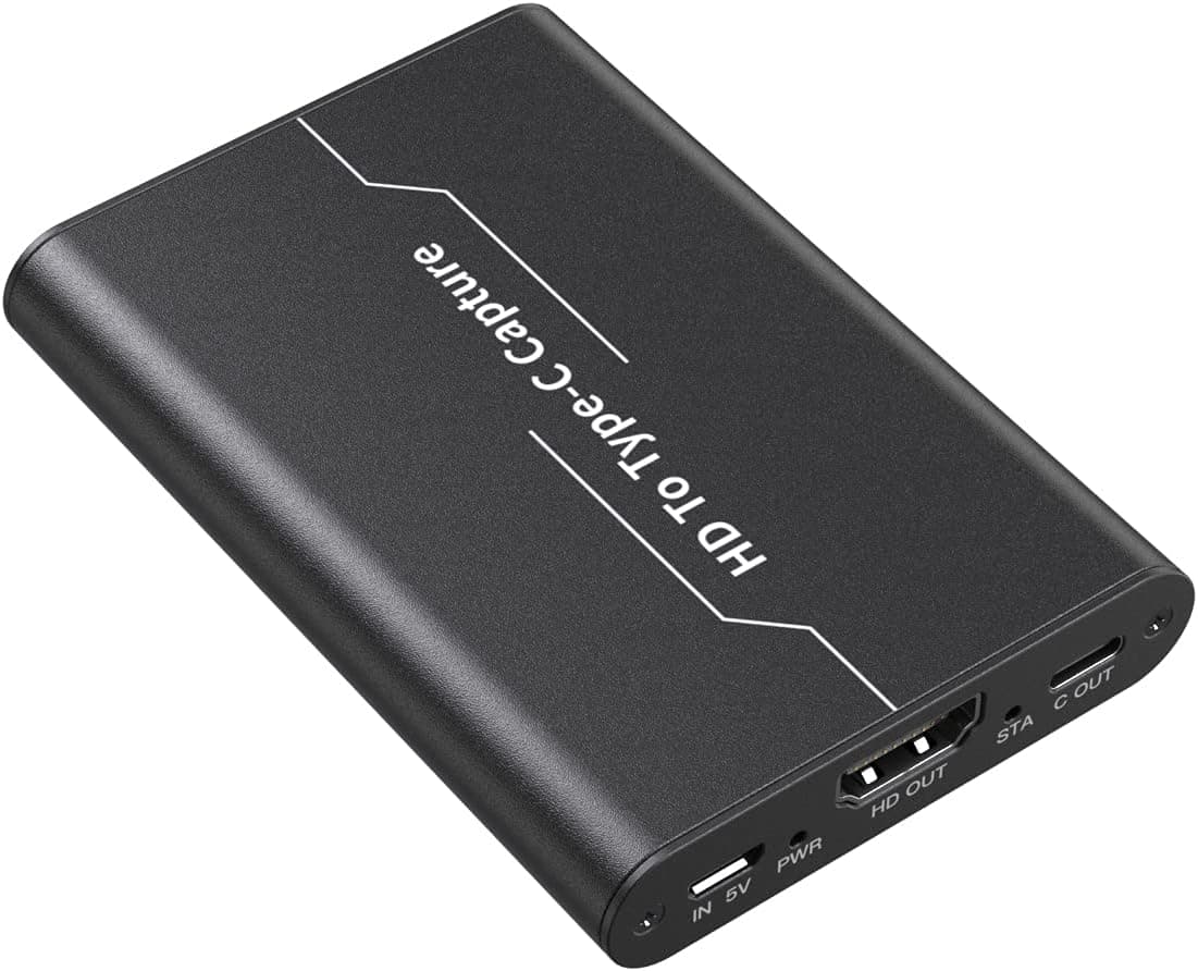 Capture Card with Mic and Loop Out, Record HDMI Audio Video 1080p 30fps for Nintendo Switch PS4 Xbox, Works for Gaming/Live Streaming, Video Conference