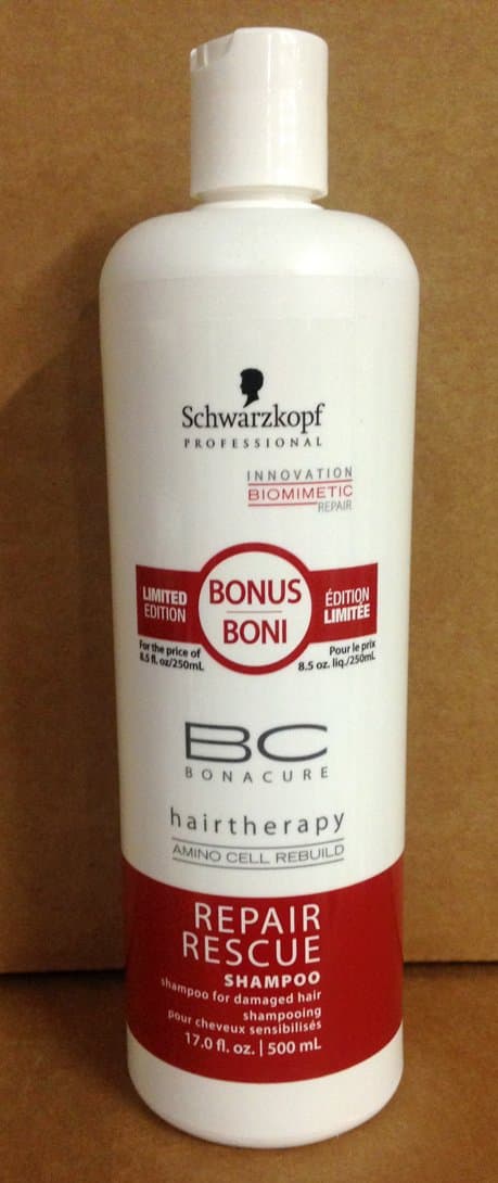 BONUS SIZE!! Bonacure Repair Rescue Shampoo 17 oz for the price of an 8.5 oz! Limited Edition! Limited Quantity! Why Pay More. Best Deal! Best Value! Regular price $20.00. Save an additional 30%!