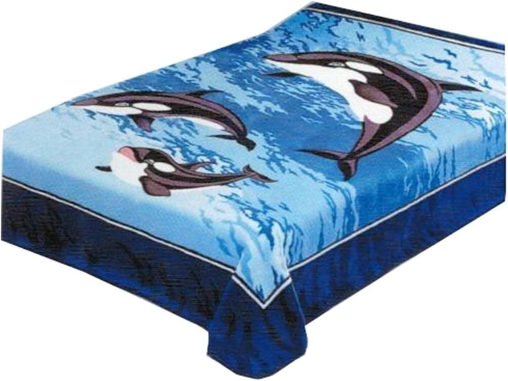 Solaron Killer Whale Queen Bed Blanket, Blue