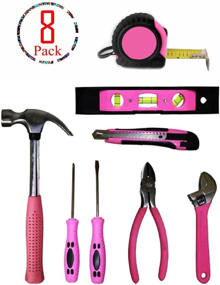 Set of 8 Pink Ladies Hardware Tool Set