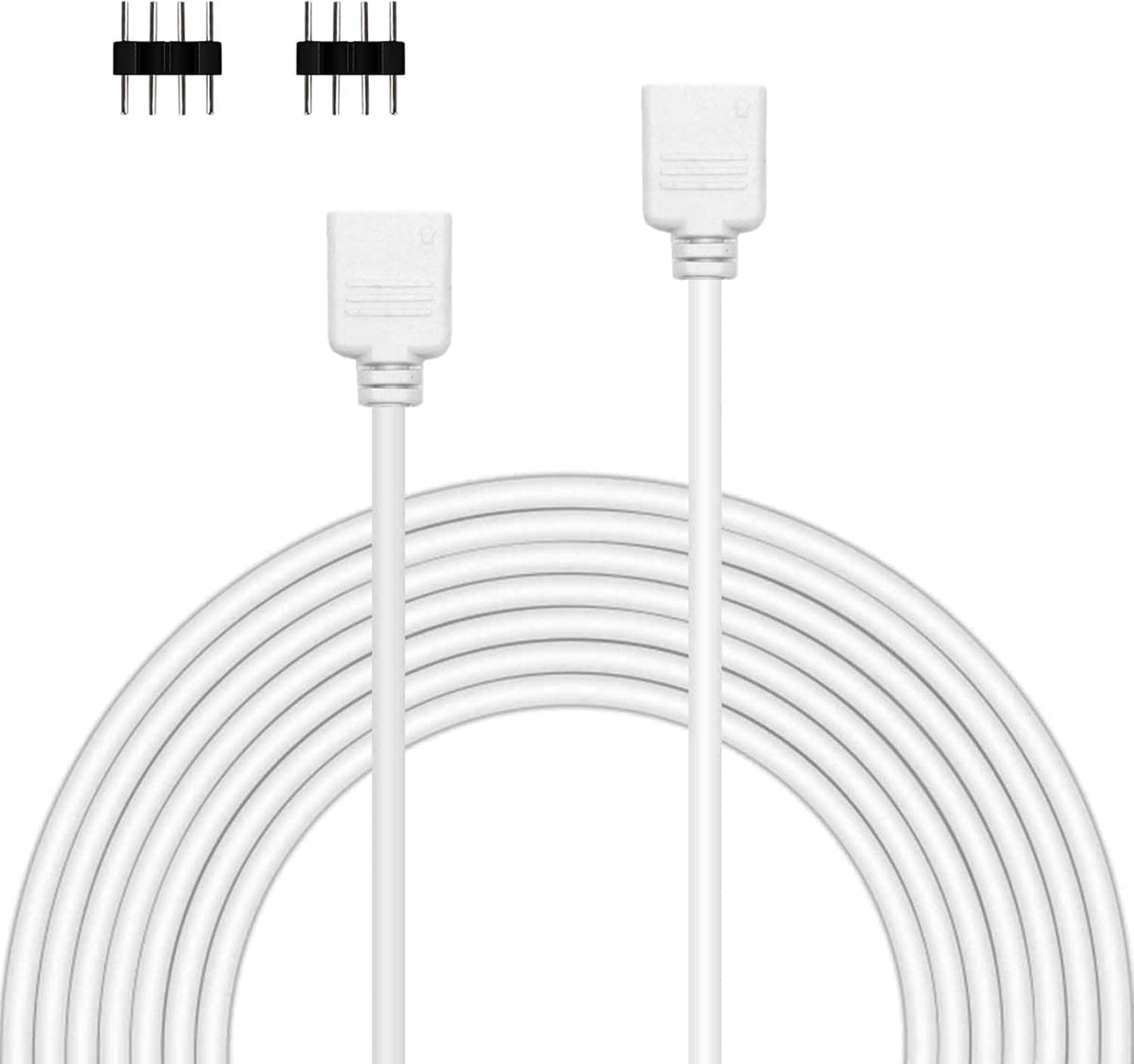 BZONE RGB LED Strip Extension Cable 16.4FT/5m Connector with 2 Pack 4 Pin Connectors for 5050 3528 RGB LED Strip Light