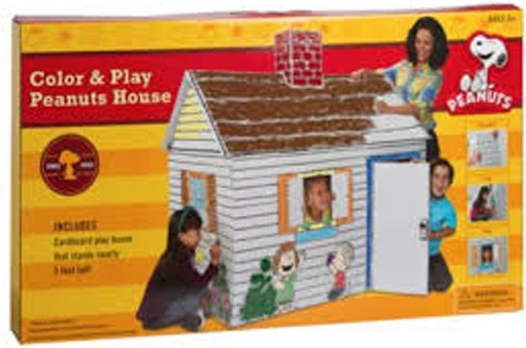 Peanuts Charlie Brown Snoopy Woodstock Eco Friendly Giant Cardboard Color and Play House