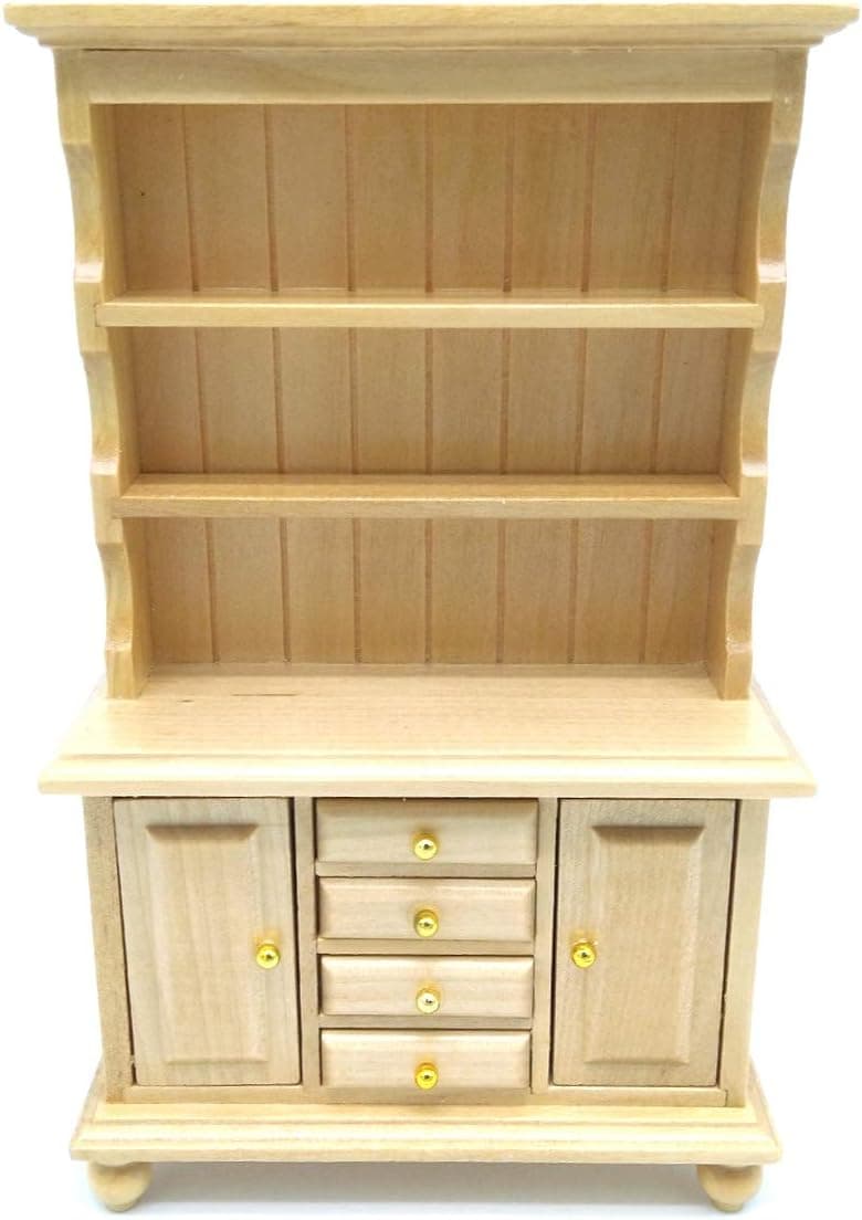 Posee Miniature Bookcase Bookshelf Cabinet Furniture Cupboard 1:12 Dollhouse Decoration (Burlywood)
