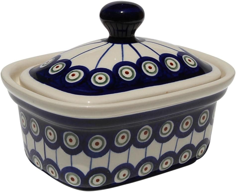 Polish Pottery Butter Tub From Zaklady Ceramiczne Boleslawiec 1188-8 Classic Pattern