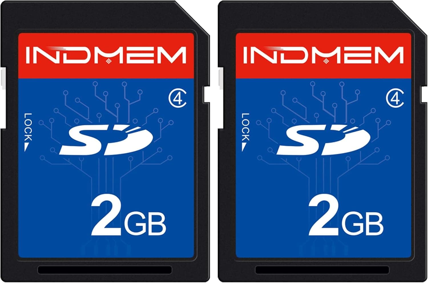 INDMEM 2 Pack SD Card 2GB Class 4 Flash Memory Card 2G SLC Stanard Secure Digital Cards (2PC)