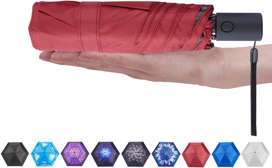 NOOFORMER Mini Travel Anti-Rebound Automatic sun&rain Umbrella - Compact Lightweight Small Auto Open Close Folding Parasol Umbrellas with 95% UV Protection for Men Women Kids Multiple Colors