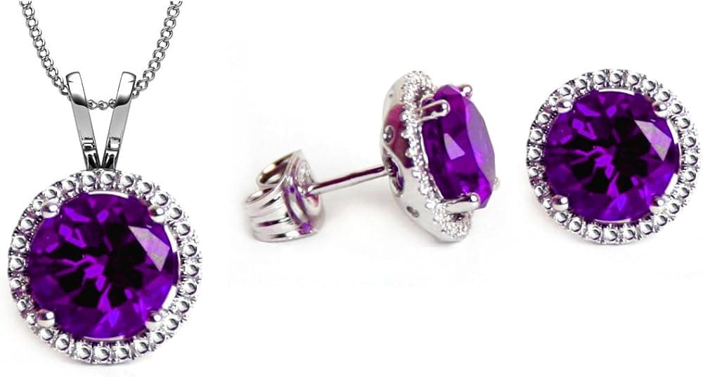 Glimmering Jewelry Set of Pendant and Stud Earrings Embellished with Crystals from in Birthstone Colors…