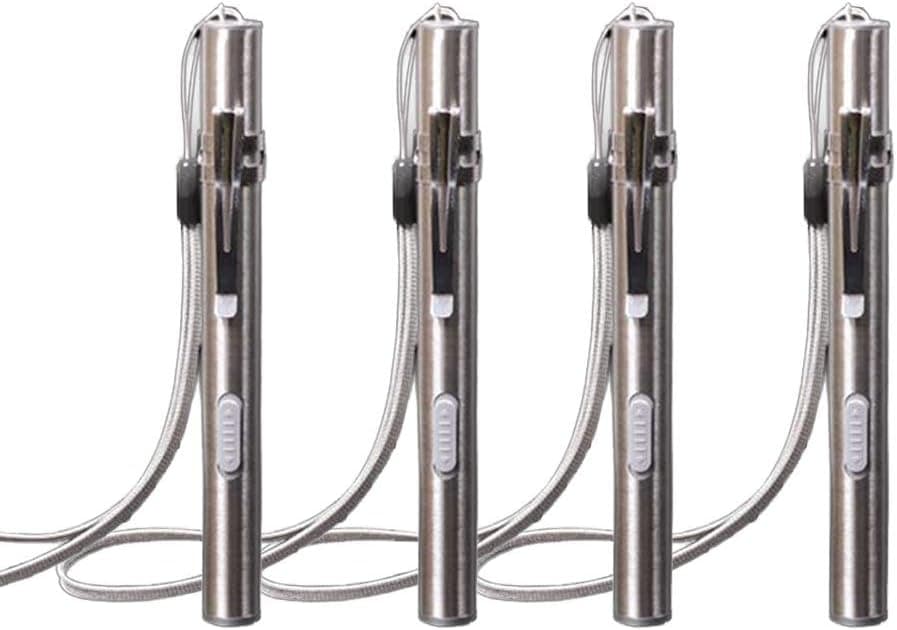 4 Pack Pen Light Flashlight with USB Cable, Rechargeable LED Pocket Pen Flashlights with Clip for Camping, Work Repair