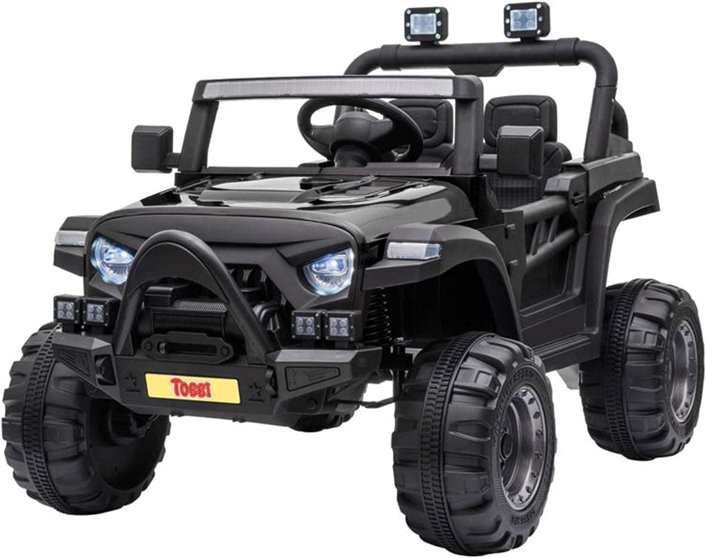 TOBBI 12v Kids Ride On Truck with Remote Control, Battery Powered Ride on Toy Car w/ Music, MP3, Safety Belt, Black