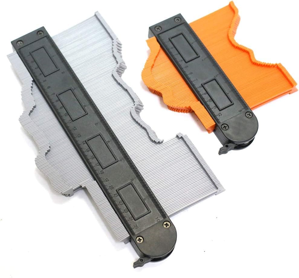 Champion Tools Big Size Contour Gauge With Lock, 2 pack 5 & 10 inch Widen Profile Gauges Measure Ruler Contour Duplicator Comb Tool for Copies Irregular and odd Corners Shapes - Widened (Grey+Orange)