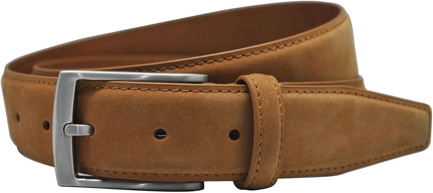 Ground Mind Handmade Nubuck Leather Men's Belt Contrast Stitching Casual Dress Belts