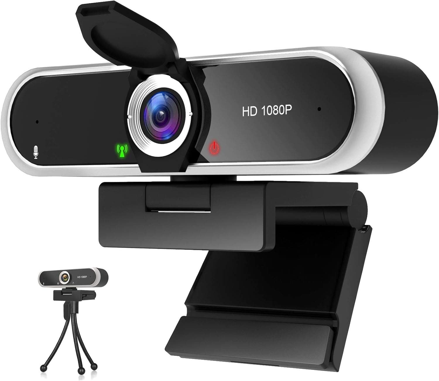 NIVEOLI Webcam 1080P with Microphone and Webcam Cover Plug and Play with Auto Light Correction for Laptop PC Desktop for Live Streaming Video Call Conference Online Lessons Game