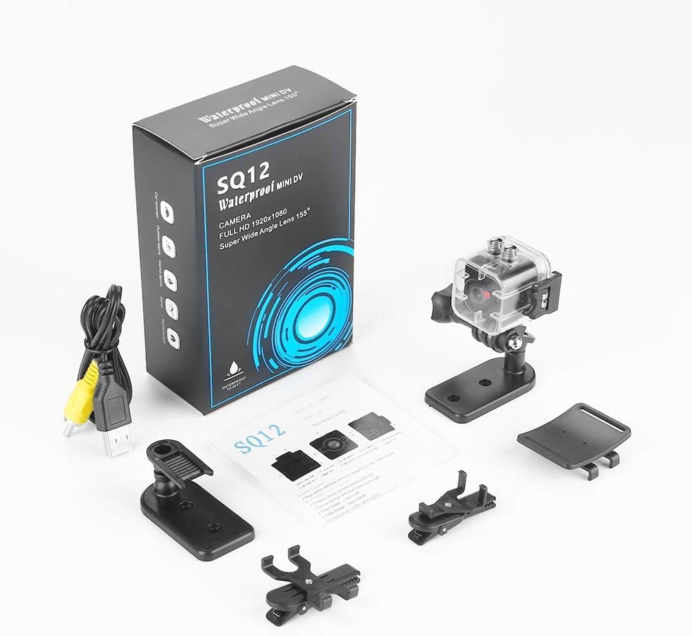 Mini Camera SQ12 Sports HD DV Camcorder 1080P Night Vision Wide Angle FOV155 Small Surveillance Camera for Home Office Outside