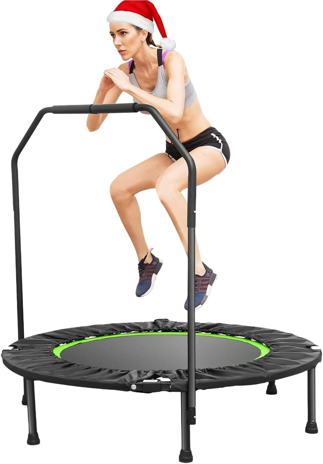 ANCHEER 40" Foldable Mini Trampoline, Fitness Rebounder with Foam Handle, Exercise Trampoline for Adults Fitness Indoor/Garden Workout Cardio, Max Load 300lbs