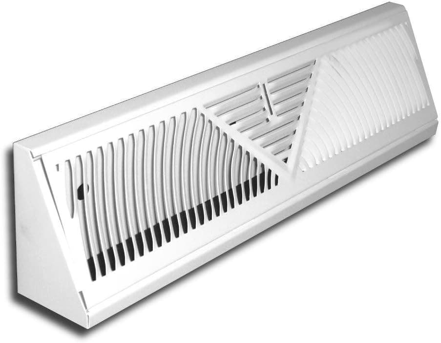 Rocky Mountain Goods Baseboard Register Vent - 15 Inch Duct Measurement - Rounded vent design for maximum air flow - Solid steel construction - Easy adjust lever