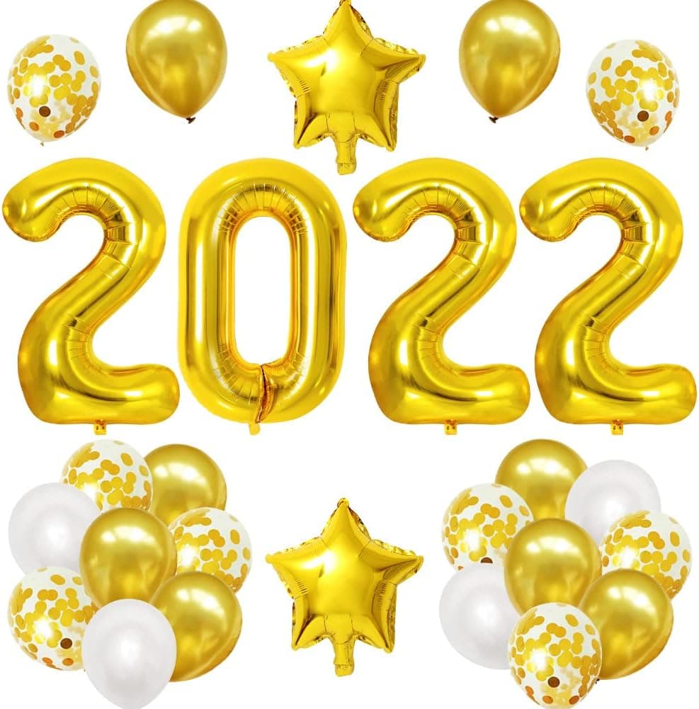 42 Inch 2022 Foil Gold Balloons, Number Balloons for new years 2022 Decorations, Graduation Party Supplies 2022, New Years Eve Party Supplies 2022 nye Decorations, Happy New Year, Graduation Decor