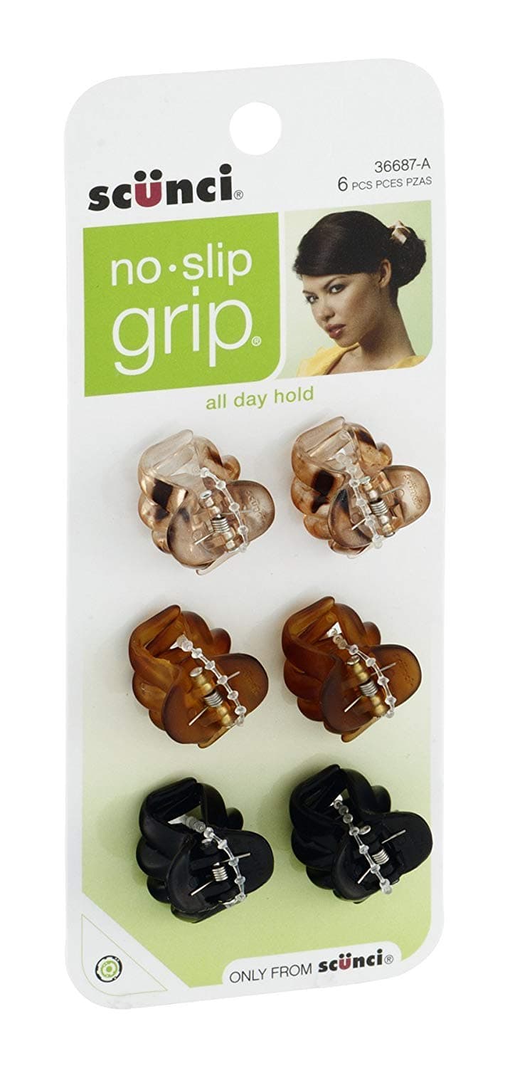 Scunci No Slip Grip Hair Clip , 6 CT (Pack of 3)