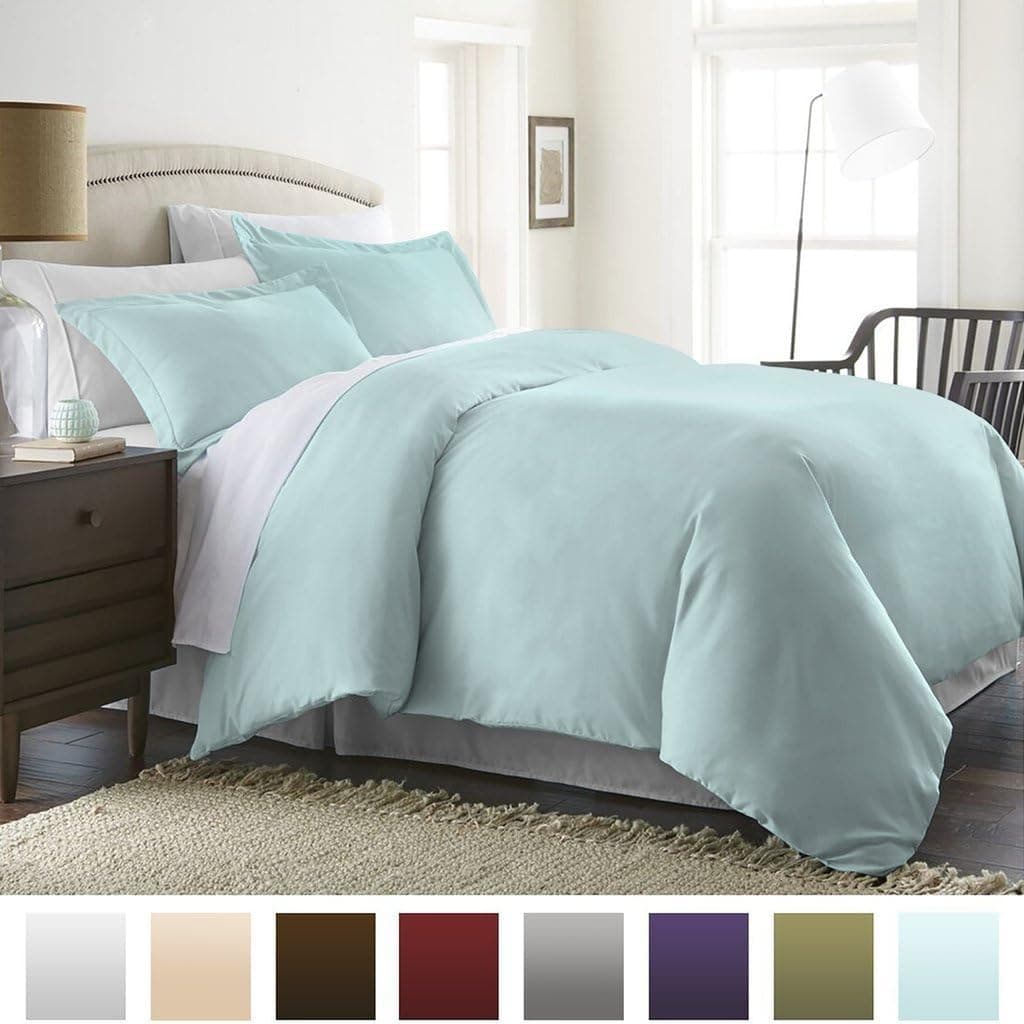 Beckham Hotel Collection Luxury Soft Brushed 2300 Series Microfiber Duvet Cover Set - Hypoallergenic - Full/Queen - Aqua