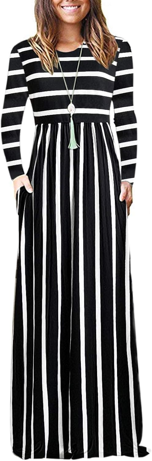 MOLERANI Women's Loose Plain Maxi Dresses Casual Long Dresses with Pockets