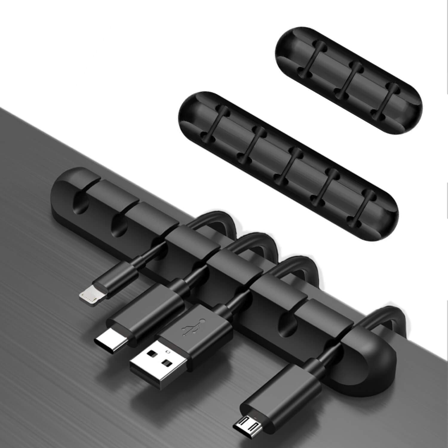 Cable Clips, Cord Organizer, Black Cable Holder Clipers, Cable Organizer Self-Adhesive Cord Holders Desktop Wire Clips for Office and Home