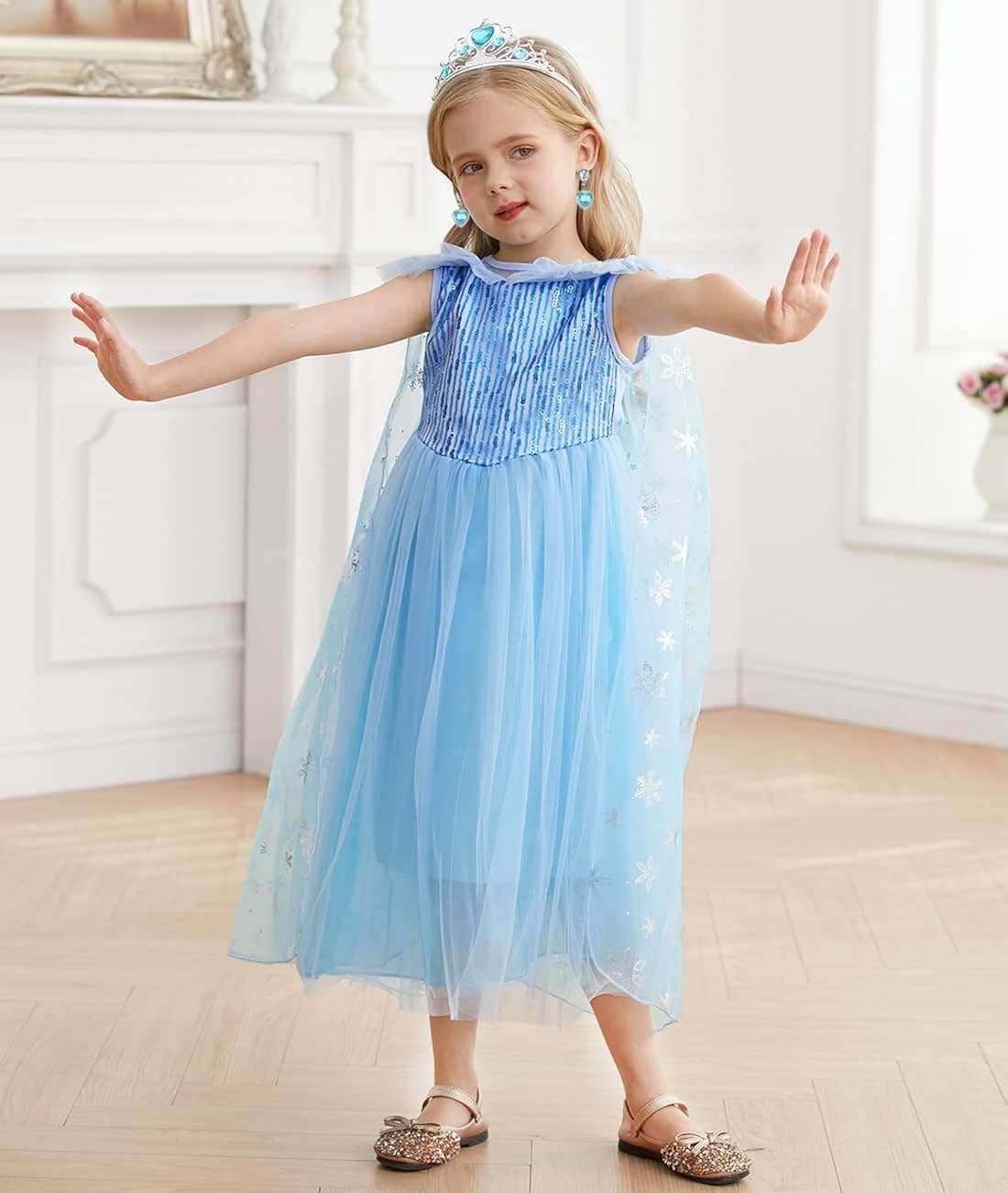 iTVTi Little Girl Princess Dress Halloween Carnival Cosplay Costume with Accessories Blue