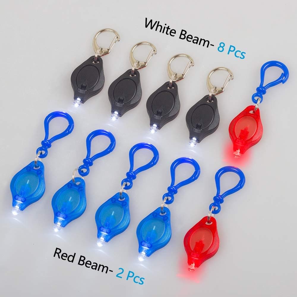 NEMER Shockli Mini linterna de llavero LED, llavero con Micro luz (haz Blanco, 8 piezas y haz Rojo, 2 unidades), Ideal para enfermera, Bartender
