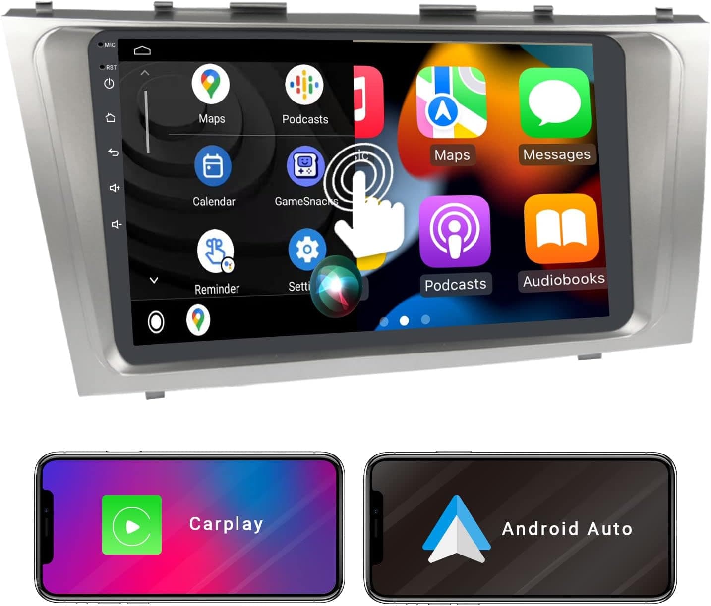 Evonavi Car Radio for Toyota Camry 2007 2008 2009 2010 2011, 2+32GB IPS Touch Screen Radio Compatible with Android Auto/Carplay, Car Stereo with GPS Navigation Bluetooth Wi-Fi FM/RDS