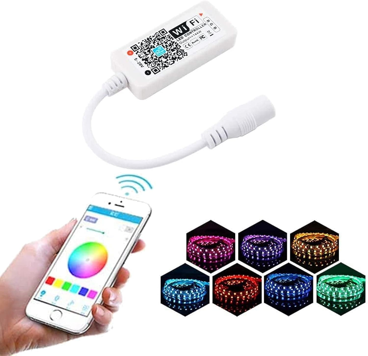 Yetaida WiFi LED Smart RGB Controller Compatible with Alexa & Google Assistant, Working with Android, iOS System and RGB LED Strip Lights