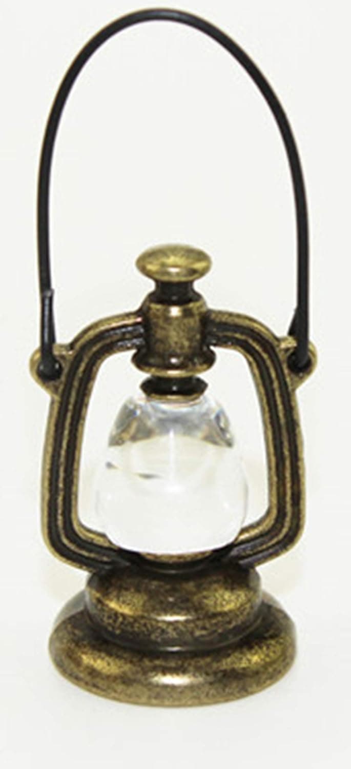 SXFSE Dollhouse Decoration Accessories, 1:12 Dollhouse Miniature Scene Model Hurricane Lantern Play Toy (Brass, 23 x 43 mm)