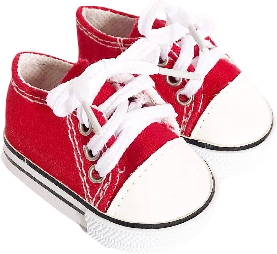 MBD Canvas Sneakers Doll Shoes Fits 18 Inch Dolls and Kennedy and Friends Dolls- 18 Inch Doll Shoes (Red)